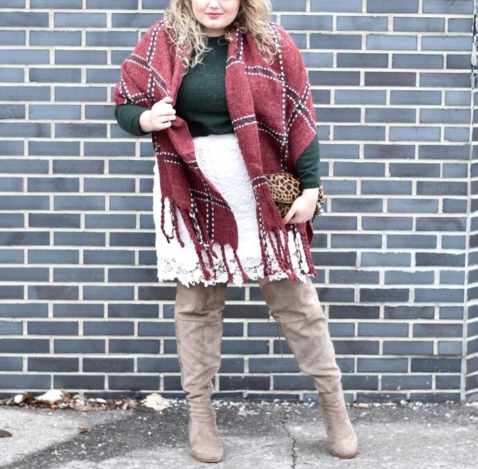 Sharing how to style your white Society+ Anne Lace Skirt for the Holiday season! Also sharing  a some outfit and over the knee boot links! 