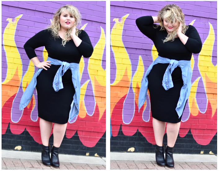 Accessorizing a Little Black Dress. Sharing how I styled one of my all time favorite LBD's with a chambray around the waist and some leather booties. 