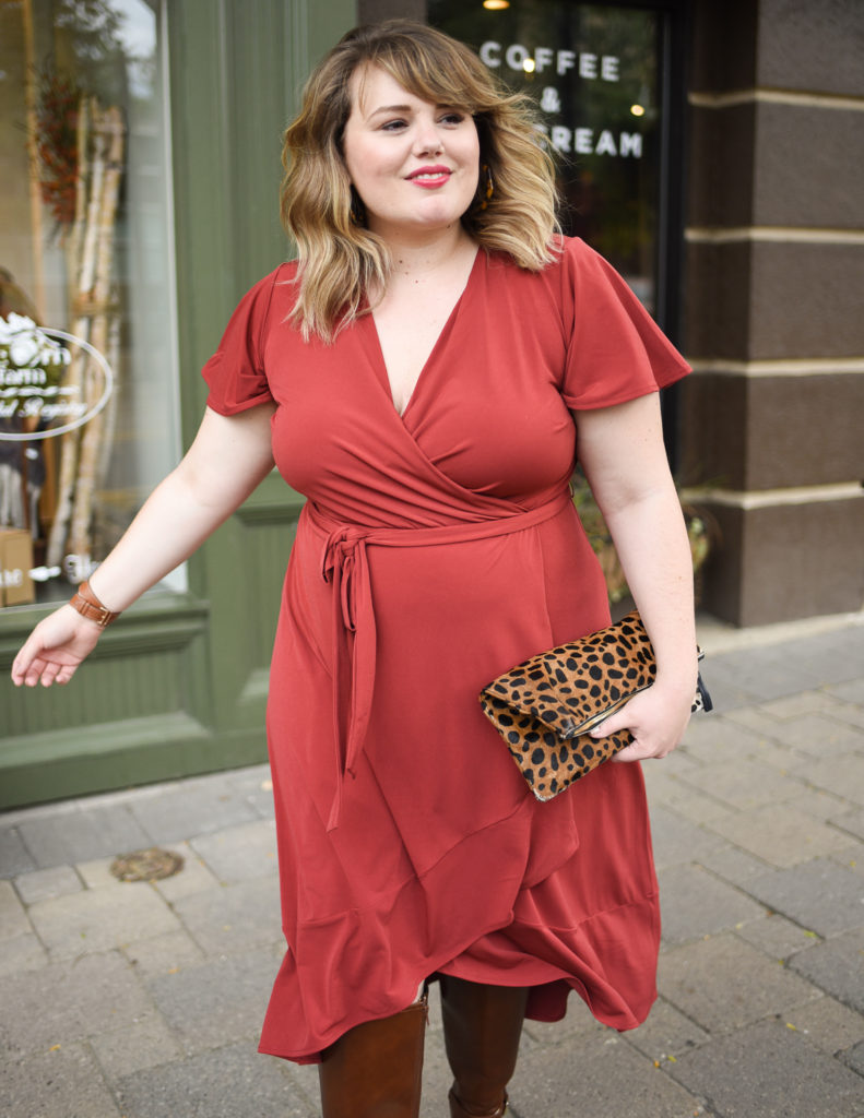 Lane Bryant Nursing Ready Outfit. Sharing a breastfeeding friendly fall outfit from Lane Bryant. Wrap Dresses are perfect for staying on trend. 