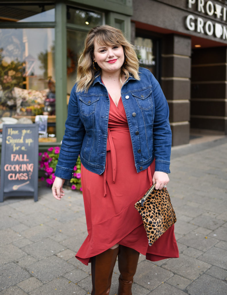 Lane Bryant Nursing Ready Outfit. Sharing a breastfeeding friendly fall outfit from Lane Bryant. Wrap Dresses are perfect for staying on trend. 