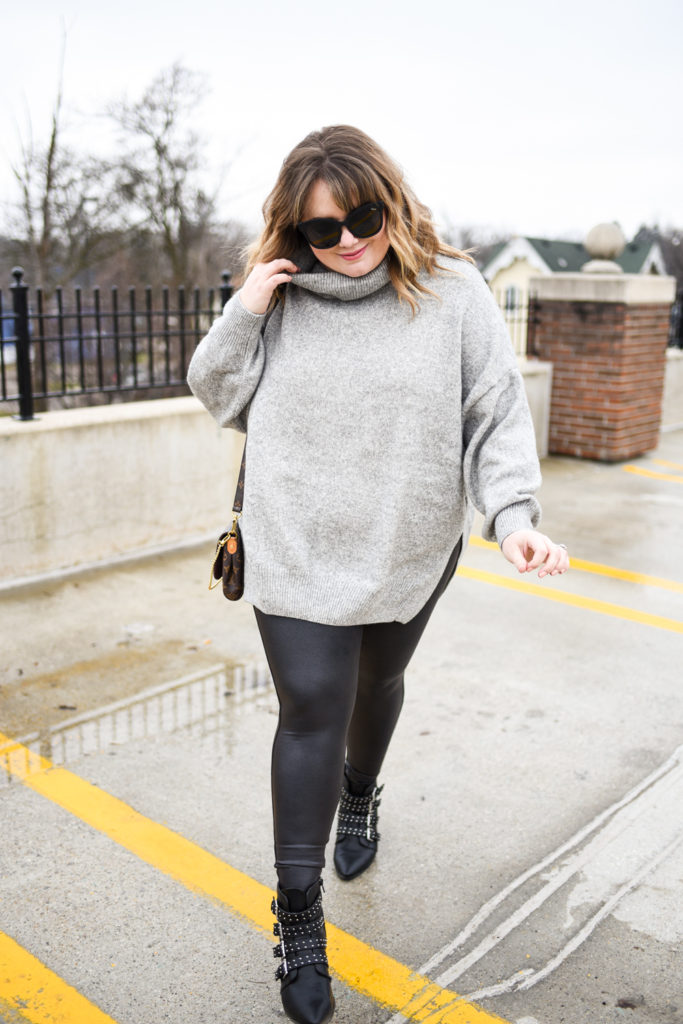 Faux Leather Leggings + Oversized Sweater