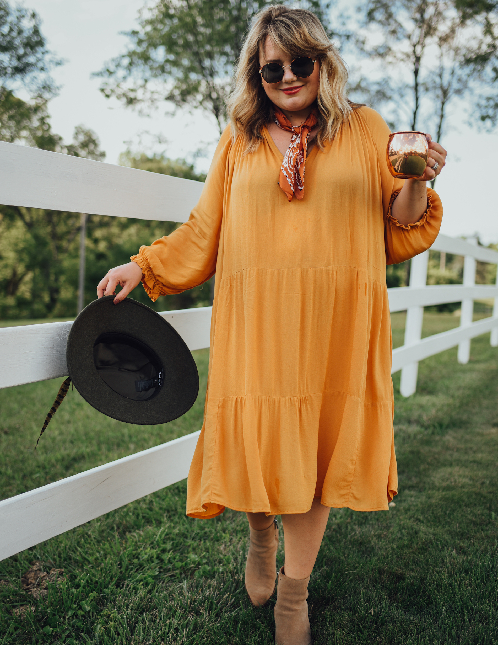 H&M For Fall. Sharing how I styled the perfect fall fashion outfit from H&M! This light weight dress is the perfect color and fabric combo!