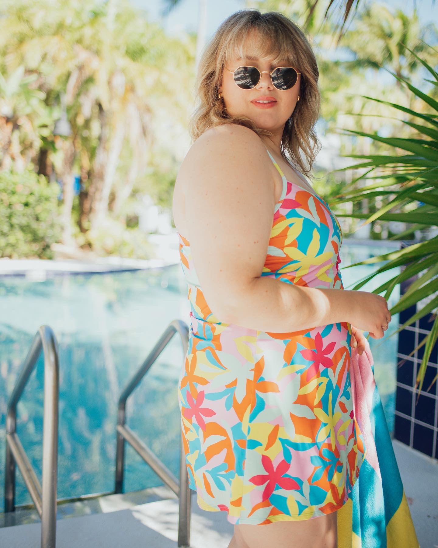Sharing four plus size swim looks from Lands'End! This brand offers swim for the whole family and has a variety of swim options! 