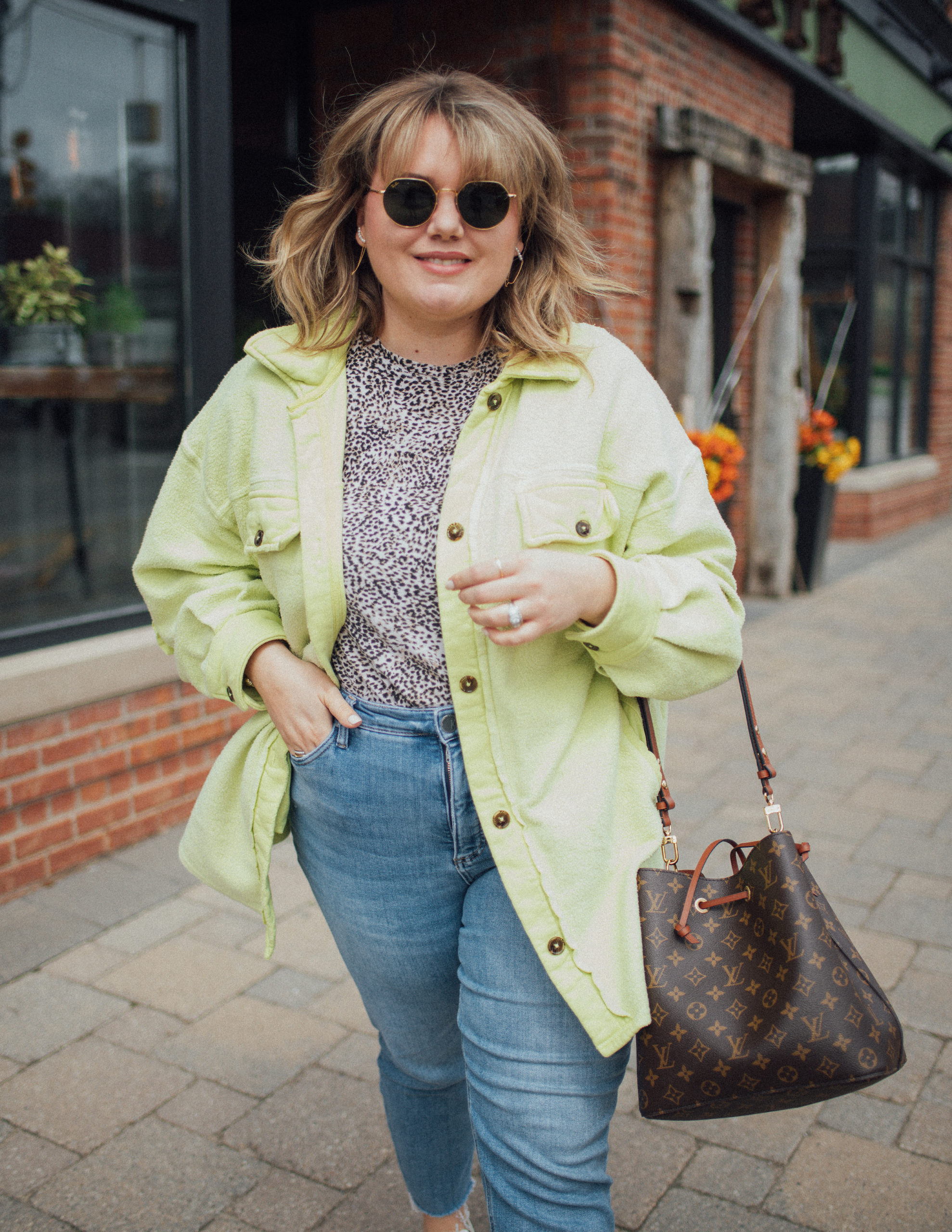 Sharing the Free People Ruby Jacket with a spring outfit. I am a size 16 and wear an L in the Free People Ruby Jacket.